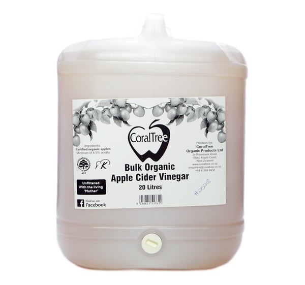 Bulk Organic Apple Cider Vinegar in 20L BPA Free tank.