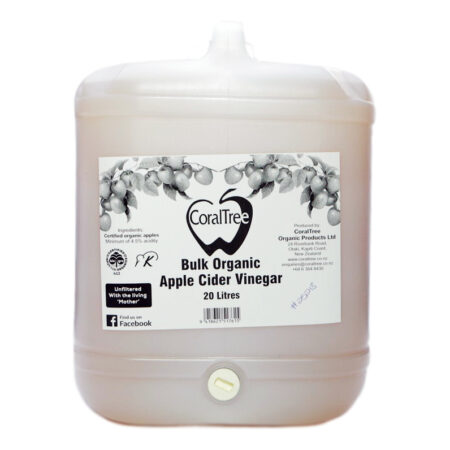 Bulk Organic Apple Cider Vinegar in 20L BPA Free tank.