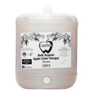 Bulk Organic Apple Cider Vinegar in 20L BPA Free tank.